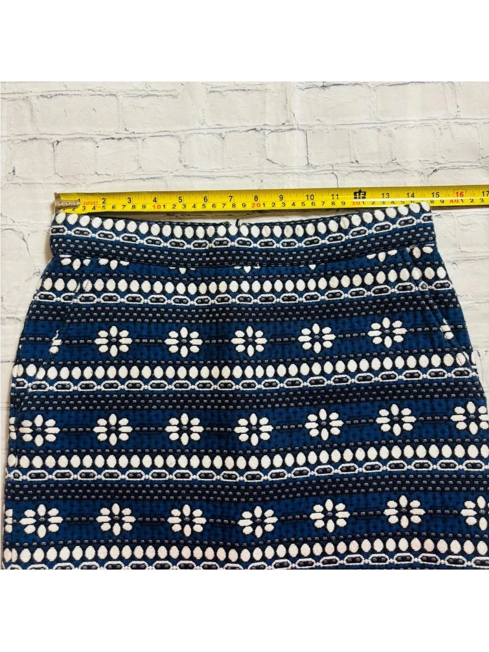 J.Crew Womens Daisy Chain Mini Skirt Blue White Black Size 0 Pockets Boho Preppy